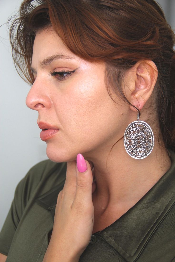 Large Bohemian Silver Earrings , Gothic Silver Hoop Earrings , Vintage Style Ethnic Jewelry Art , Handmade Statement Earrings  Free Shipping!  You should receive your items in 1-5 business days.    All of our handmade pieces are crafted in our workshop in Turkey and shipped to your door  from our depo in Atlanta. The pieces are pewter based and plated in turkish silver. How to take care of your item?  It is very easy to take care of these pieces. Just dust with a dry / slightly damp towel and store in a closed jewelry bag. Or clean with any silver polish or cloth. Bohemian Single Wrap Drop Earring, Bohemian Dangle Wrap Earrings For Pierced Ears, Bohemian Dangle Wrap Earrings, Bohemian Single Drop Earring, Bohemian Metal Wrap Earrings, Teardrop Chandelier Earrings For Festival, Traditional Nickel-free Danglers, Adjustable Metal Teardrop Earrings, Bohemian Hoop Earrings With Ear Wire