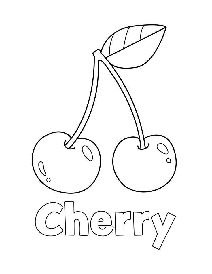 Cherry Coloring Page at LittleBeeFamily.com Cherries Coloring Page, Coloring Pages Activities, School Drawings, Cherry Drawing, Cute Powerpoint Templates, Vegetable Coloring Pages, Monster Truck Coloring Pages, Bee Family, Flash Sheets