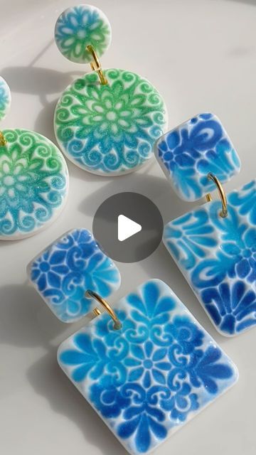 the video shows how to make handmade earrings with polymer and acrylic paint