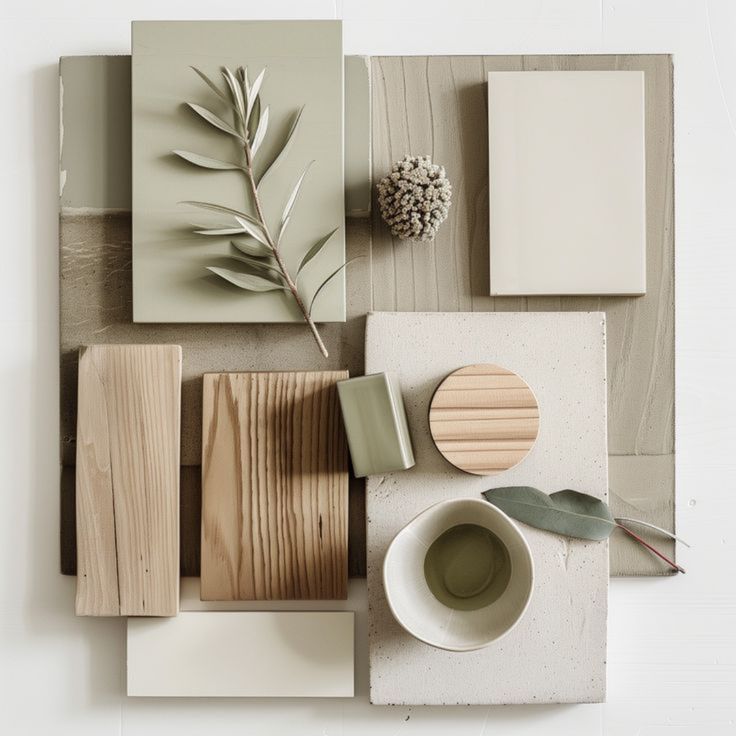 a table topped with lots of different types of wood