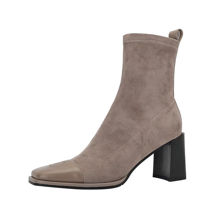 Winter Suede Ankle-high Chelsea Boots, Chic Chelsea Boots With Reinforced Heel For Winter, Chic Winter Chelsea Boots With Reinforced Heel, Chic High Heel Chelsea Boots For Winter, Fall Martin Boots With Reinforced Heel For Workwear, High Ankle Suede Chelsea Boots For Fall, High Heel Martin Boots For Workwear In Fall, Winter Workwear Martin Boots With Square Toe, High Heel Chelsea Boots For Workwear In Winter