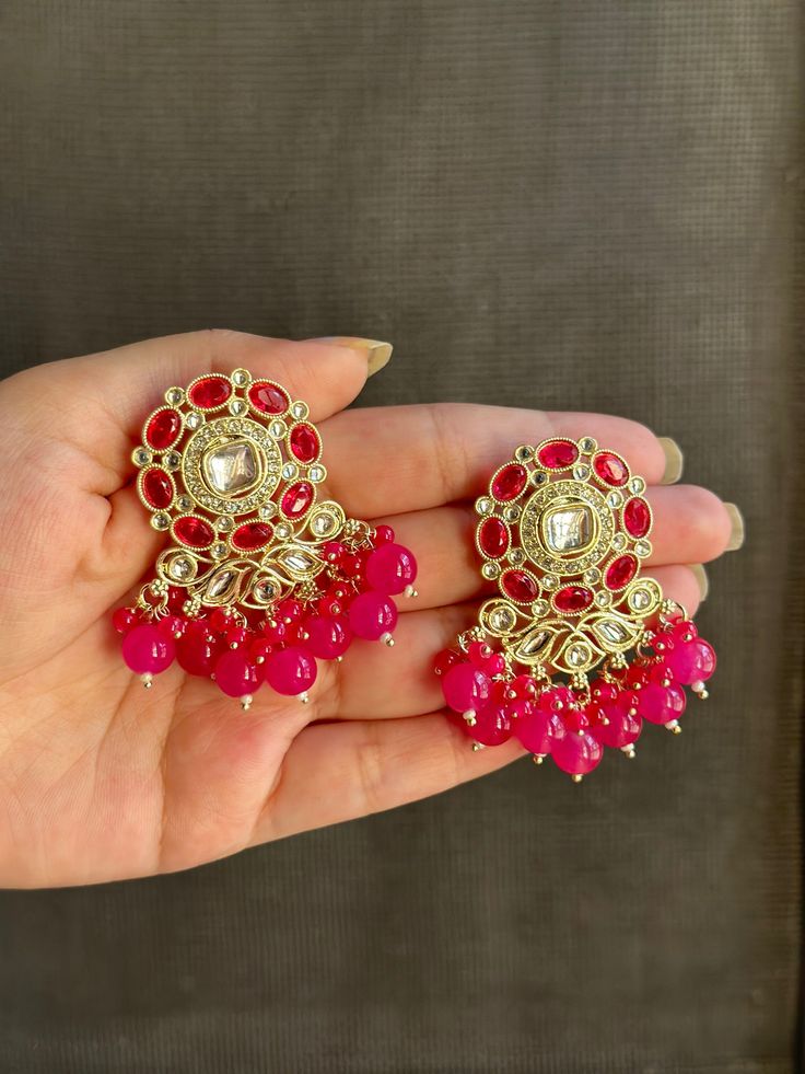 Small sized Kundan jhumkas with high quality stones available in 3 stunning colours! The perfect cute accessory for your next outfit! Cheap Festive Chandbali Jhumkas, Temple Jewelry Stone Work Danglers For Celebration, Temple Jewelry Danglers With Stone Work For Celebration, Festive Dangle Jhumkas With Tilla, Dangle Jhumkas For Diwali Festivities, Festive Temple Jewelry Style Stone Work Jhumkas, Festive Temple Jewelry Jhumkas With Stone Work, Festive Dangle Jhumkas For Diwali, Festive Tilla Jhumkas For Navratri