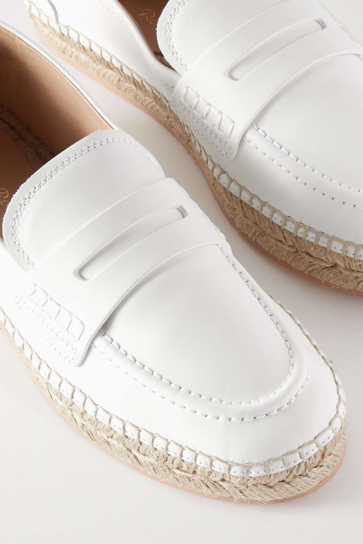 GIANVITO ROSSI Alima leather espadrille loafers Loafers With Tassels, White Loafers, Chanel White, Floaty Dress, Rossi Shoes, Leather Espadrilles, Chanel Espadrille, Espadrille Shoes, Black Flats