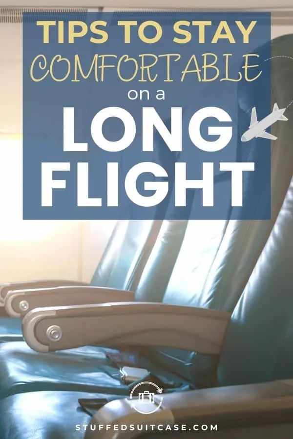 an airplane seat with the words tips to stay comfortable on a long flight over it