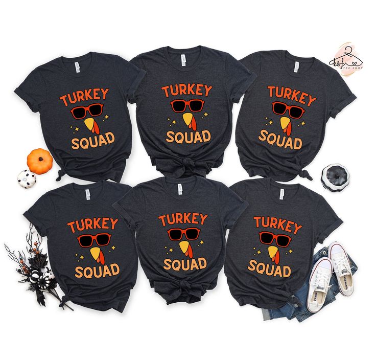 Turkey Squad Shirt, Matching Thanksgiving Shirt, Funny Thanksgiving Tee Shirt, Thanksgiving Gift, Turkey Shirt, Matching Squad T-shirt ❗❗ Price is for per item. This item is just for a shirt, not a set. Shirts are sold separately. Please, add as many as you need to your cart. ❗ ❗  Hello!! We wish everyone to smile with our cute, stylish, and trendy graphic shirts. We assure you these shirts are the perfect gifts whether you buy them for yourself or someone else. Please, check the size chart before you purchase. HOW TO MAKE AN ORDER *Pick your shirt type and size Your design will be printed on the front. *Pick your shirt color Add your design Name If Your Order Customized PRODUCTION Processing time is 1-3 business days. For rush orders please contact us first. SHIPPING Domestic Shipping Fir Thanksgiving Shirt Cricut, Thanksgiving Tee Shirts, Family Thanksgiving Shirts, Gown Photography, Funny Thanksgiving Shirts, Thanksgiving Tee, Turkey Shirts, Maternity Gown, Squad Shirt