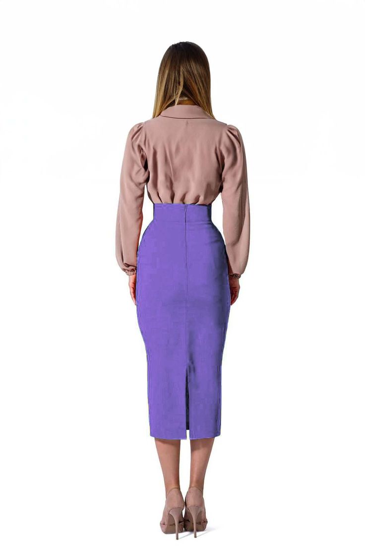 This mid-length Lilac Cotton Skirt is designed with 100% cotton for a comfortable yet stylish look. A great addition to any wardrobe, it features a sleek silhouette and a minimalist design that flatters all body types. Product Features Please Compare your Measurements To our Size Chart Before Purchase Fully Lined Fitted waist Center back seam with invisible zipper Regular fit- true to size Skirt Length is 30 Inches from Waist Hand Wash with mild soap. Fabric is a 100% Cotton Crepe Delivery Time Fitted Midi Skirt Solid Color, Fitted Long Pencil Skirt In Solid Color, Fitted Solid Color Midi Bottoms, Cotton Fitted Skirt For Daywear, Fitted Cotton Daywear Skirt, Fitted Cotton Skirt For Daywear, Versatile Solid Midi Skirt, Fitted Midi-length Bottoms For Office, Fitted Midi Skirt In Solid Color