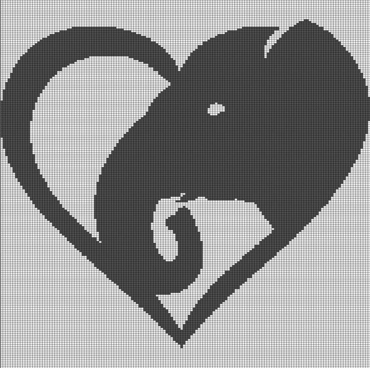 an elephant's head in the shape of a heart