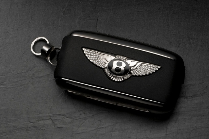 a black case with a bentley emblem on it