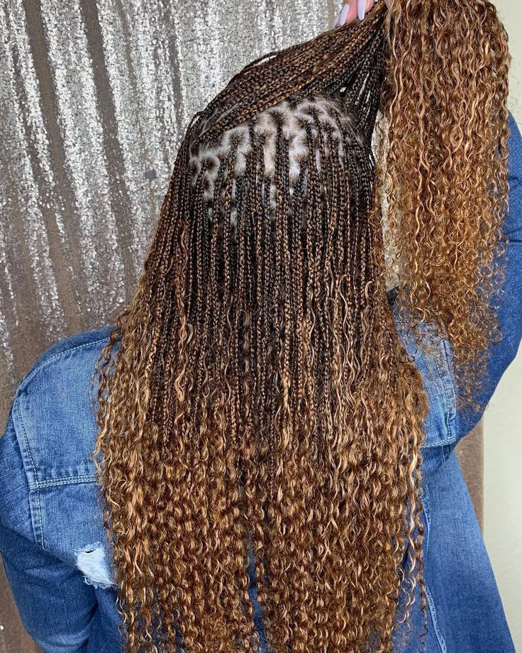 Micro Braids With Curly Hair, Micro Braids With Color, Curly Micros Braids, Micro Bohemian Box Braids, Micro Braids With Braiding Hair, Wet And Wavy Micro Braids Styles Long, Human Hair Individual Braids, Medium Length Micro Braids, Micro Knotless Braids With Curls