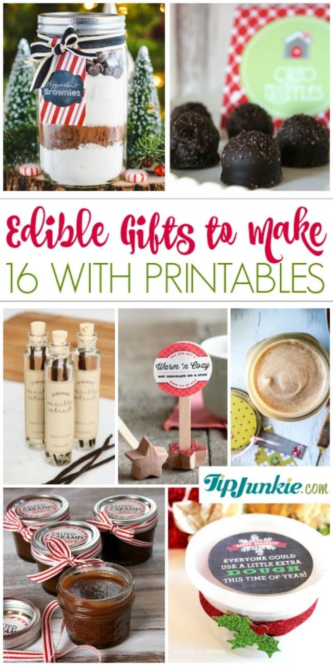 the top ten edible gifts to make with printables for christmas and other holiday treats