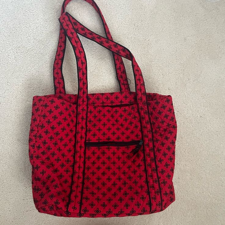 Vera Commuter Tote Bag Made From 100% Cotton Exterior Features A Zip And Three Slip Pockets (One Contains A Key Leash) Trolley Sleeve Zip Closure. Dimensions: 15.5" W X 14.5" H X 4.5" D With 12.0" Strap Drop Red Rectangular Shoulder Bag For Travel, Casual Red Square Satchel, Red Square Canvas Bag With Large Capacity, Large Capacity Red Square Canvas Bag, Square Red Hobo Bag For Daily Use, Red Satchel With Large Capacity For On-the-go, Red Large Capacity Satchel For On-the-go, Red Square Bag For Daily Use, Large Capacity Red Satchel For On-the-go