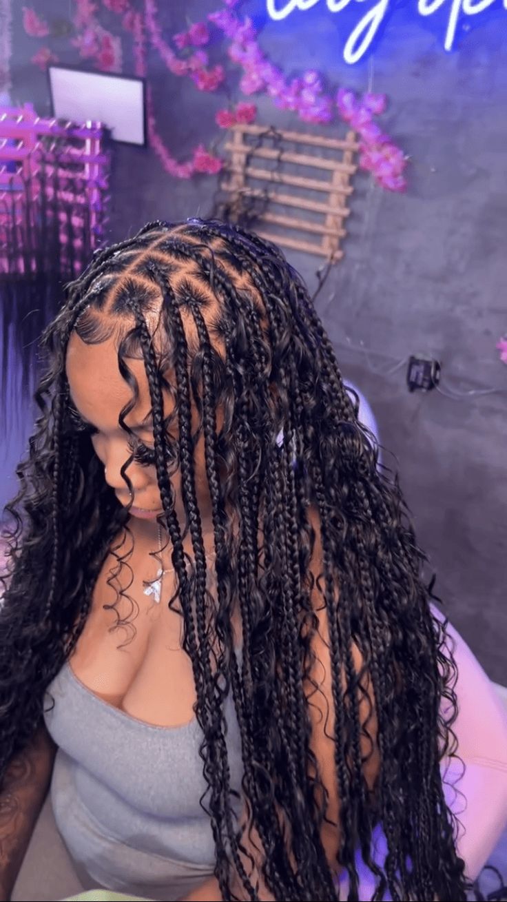 80 Trendy Boho Knotless Braids Hairstyles & How To Style Ideas - Black Beauty Bombshells Knotless Braids Hairstyles, Boho Braided Hairstyles, Long Braided Hairstyles, Short Box Braids Hairstyles, Braided Hairstyles For Black Women Cornrows, Big Box Braids Hairstyles, Feed In Braids Hairstyles, Goddess Braids Hairstyles, Quick Natural Hair Styles