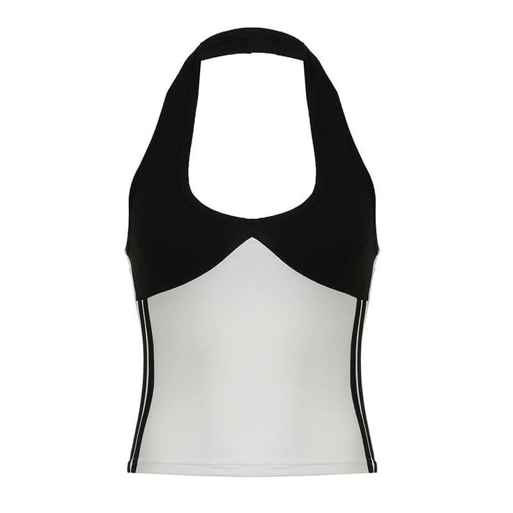 Please refer to our sizing chart for a guideline when choosing a size. 5 business days order processing time. 90% polyester 10% spandex Fitted Summer Top With Splicing Details, Stretch Tops With Contrast Color, Black Color Block Tank Top For Summer, Trendy Tops With Contrast Color, Fitted Black Top With Contrast Stripes, Black Fitted Top With Contrast Stripes, Trendy Fitted Tops With Contrast Trim, Sporty Fitted Top With Contrast Color, Black Tops With Stretch And Contrast Trim