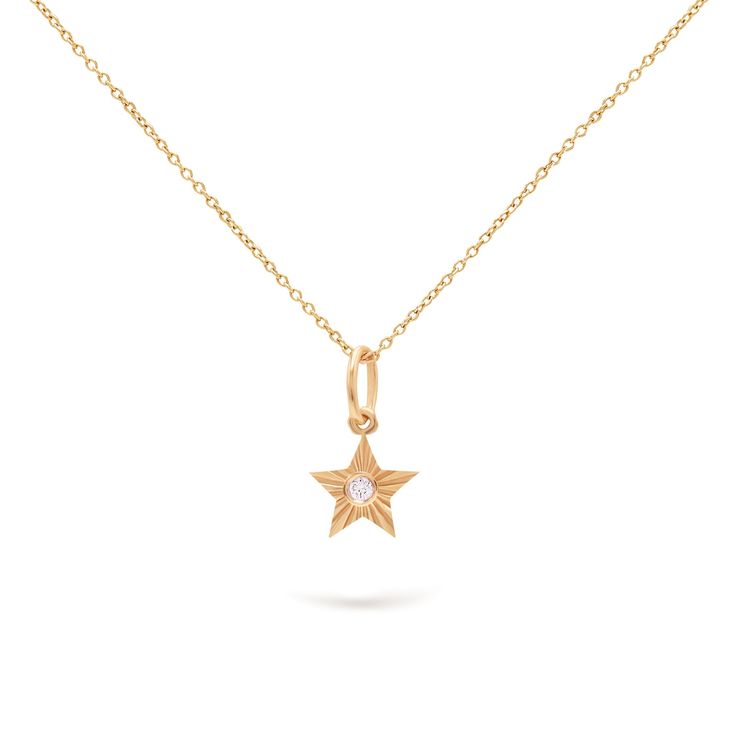 Gilda Jewelry Shellies | Diamond Pendant | 0.03 Cts. | 14K Gold 14K Yellow Gold 40 - 42 Cm 0.03 Cts. Diamonds Diamond necklace Star-shaped Single Diamond Jewelry For Gifts, Star-shaped Single Diamond Jewelry Gift, Celestial 14k Gold Diamond Necklace Gift, 14k Gold Star Diamond Necklace Gift, Gift Yellow Gold Diamond Necklace Si Clarity, Yellow Gold Si Clarity Diamond Necklace Gift, Yellow Gold Diamond Necklace With Si Clarity As Gift, Delicate 14k Gold Jewelry With Star Charm, 14k Yellow Gold Charm Necklace With Single Diamond