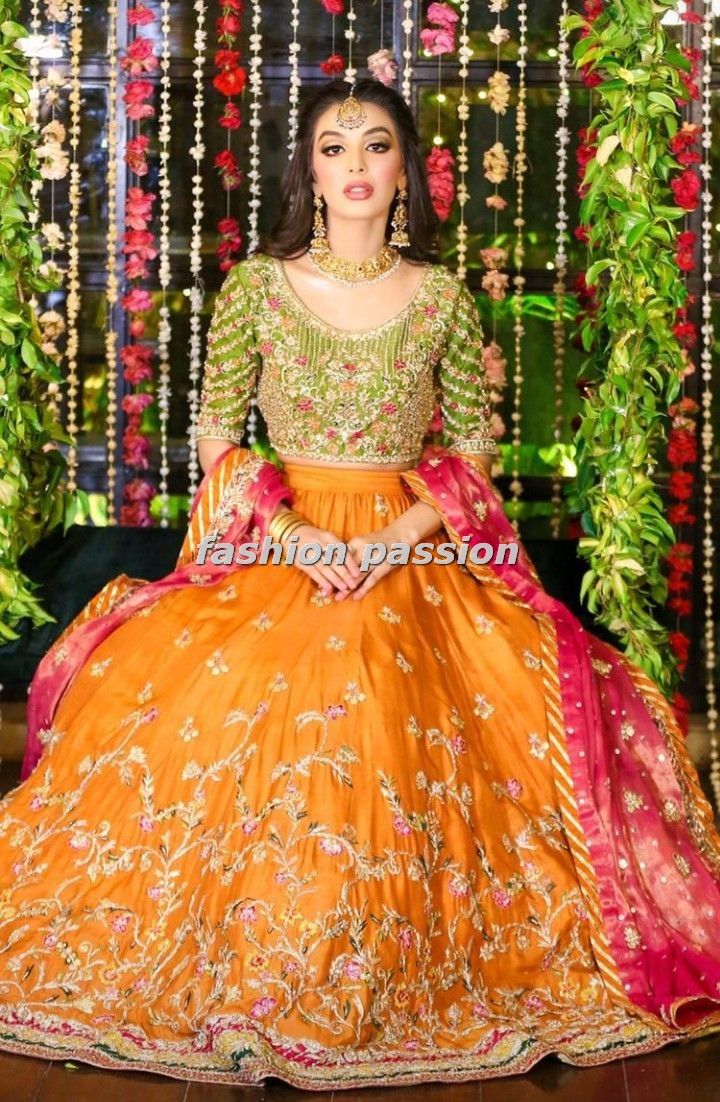 Top Trending Mehndi Fancy Dresses 2023  | All New Design | Fashion By Hashu🥰 Lehnga For Mehndi Function, Mehandi Colour Dress, Mehndi Lehnga Pakistani Lehenga Choli, Mehendi Colour Dress, Mayon Dresses For Bride Sister, Mhendi Dress, Mehendi Dresses For Bride, Mehndi Function Dress Outfit For Bride, Mehndi Dress Design