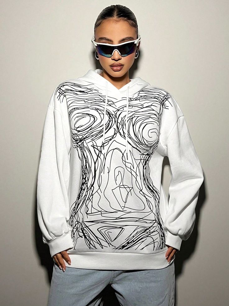 This Super Loose Body Contouring Printed Hoodie is a must-have for women looking for both comfort and style. Its loose fit allows for easy movement Fitted Hooded Hoodie With Graphic Print, Fitted Hooded Graphic Hoodie, Fitted Graphic Print Hooded Sweatshirt, Fitted Sporty Hoodie With Graphic Print, Fitted Graphic Print Sweatshirt For Spring, Stretch Hooded Sweatshirt With Graphic Print, Graphic Print Athleisure Hoodie For Fall, Athleisure Hoodie With Graphic Print For Fall, Fitted Graphic Print Hoodie For Fall