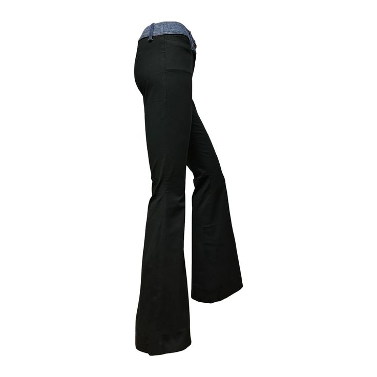 D&G Spring Summer 2002 Low Rise Flared Pants  – 24/7 archives Black Stretch Flare Jeans Classic Style, Black Wide Leg Cotton Dress Pants, Classic Black Flare Bottoms, Classic Black Stretch Flare Jeans, Classic Black Flare Jeans For Office, Classic Black Flare Jeans For Work, Black Flare Wide Leg Pants For Office, Black Cotton Flare Jeans With Standard Cut, Formal Black Cotton Work Pants