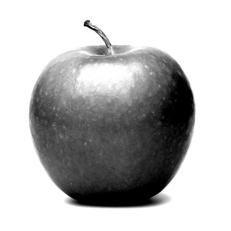 an apple is shown in black and white on a white background for use as a backdrop