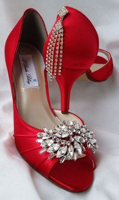 Shoes Makeover, Dreamy Heels, Red Bridal Shoes, Embellished Wedding Shoes, Red Wedding Shoes, Ruby Red Slippers, Red Letters, High Heels Boots, Beautiful Heels