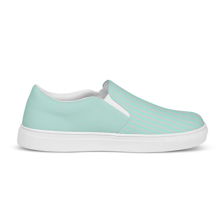 Made for comfort and ease, these Women’s Slip-On Canvas Shoes are stylish and the ideal piece for completing an outfit. Equipped with removable soft insoles and rubber outsoles, it’s also easy to adjust them for a better fit. • 100% polyester canvas upper side • Ethylene-vinyl acetate (EVA) rubber outsole • Your brand on the box, insole, and tongue of the shoe • Breathable lining, soft insole • Elastic side accents • Padded collar and tongue • Printed, cut, and handmade • Blank product sourced f Green Slip-ons With Rubber Sole For Summer, Comfortable Slip-ons With Contrast Sole For Spring, Comfortable Green Slip-ons For Spring, Casual Blue Slip-ons With Contrast Sole, Casual White Slip-ons With Contrast Sole, Summer Slip-on Sneakers With Vulcanized Sole, Summer Slip-on Sneakers With Removable Insole, Summer Canvas Slip-on Sneakers, Comfortable Slip-on Summer Sneakers