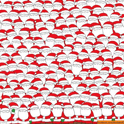 santa claus is standing out in the crowd