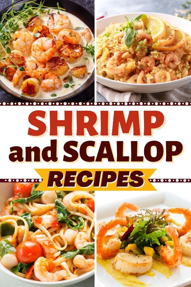 shrimp and scallop recipe collage