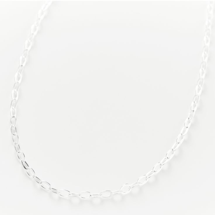 Classic Sterling Silver Charm Necklace With Cable Chain, Minimalist Sterling Silver Link Charm Necklace, Everyday White Gold Charm Necklace With Cable Chain, Dainty Sterling Silver Chain Necklace For Everyday, Silver Oval Link Charm Necklace For Everyday, Classic Sterling Silver Chain Necklace For Everyday, Everyday Classic Sterling Silver Chain Necklace, Classic Everyday Sterling Silver Chain Necklace, Everyday White Cable Chain Necklace