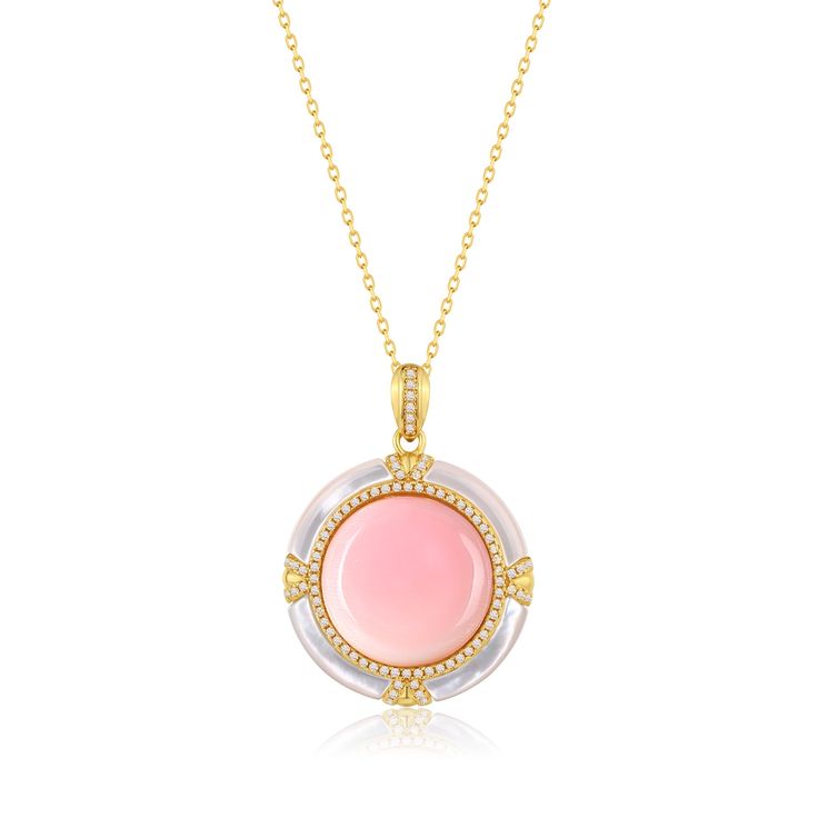 Pink Queen Conch Shell Princess Pearls Necklace - House Of Pearls Luxury Round Pink Gold Necklace, Elegant Pink Clavicle Chain Jewelry, Pink Gold Gemstone Pendant Necklace, Pink Gold Pendant Necklace With Gemstone, Rose Gold Necklace With Detachable Pendant, Rose Gold Necklace With Detachable Round Pendant, Elegant Pink Necklace, Elegant Pink Clavicle Chain Necklace, Pink Elegant Collar Necklace