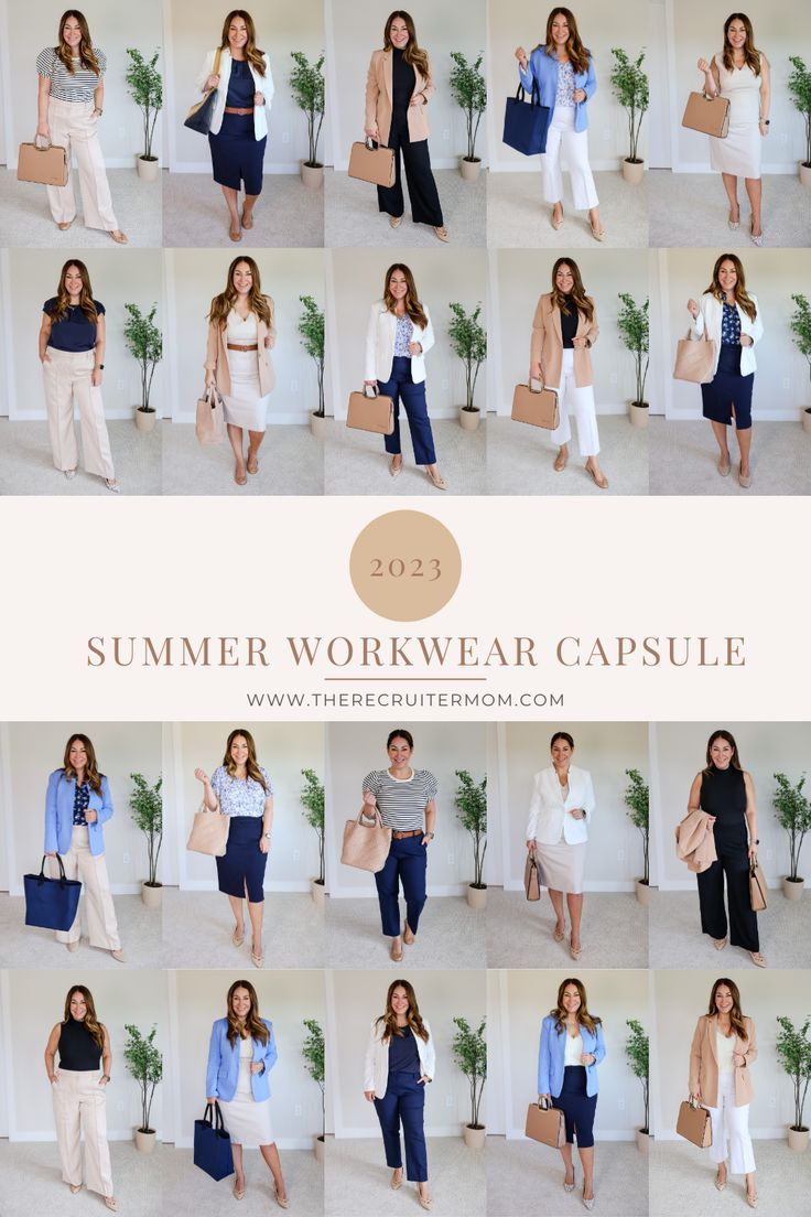 Mid Size Style, Summer Business Outfits, Summer Work Outfits Office, Spring Business Casual Outfits, Summer Workwear, Workwear Capsule Wardrobe, Summer Business Casual Outfits, Workwear Capsule, Summer Office Outfits