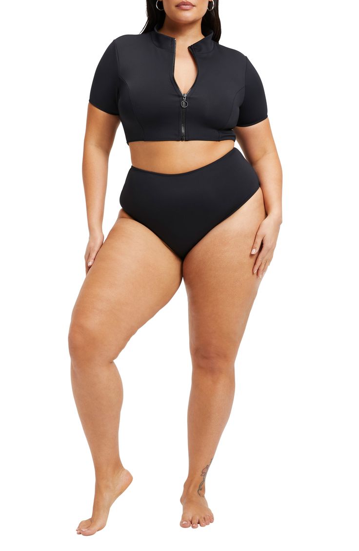 Get compression and comfort in these high-waist bikini bottoms with moderate back coverage. 78% nylon, 22% elastane Hand wash, line dry Imported Black Owned and Founded High Stretch Black Swimwear With Full Coverage, Black Full Coverage High Stretch Swimwear, Black Full Coverage High-stretch Swimwear, Compressive High-waist Swimwear Bra Friendly, Compressive High Waist Bra-friendly Swimwear, Compressive High-waist Bra-friendly Swimwear, Black Compressive Swimwear Shapewear, Athleisure Elastane Swimwear, Bra Friendly, High Waist Micro-elastic Sports Swimwear