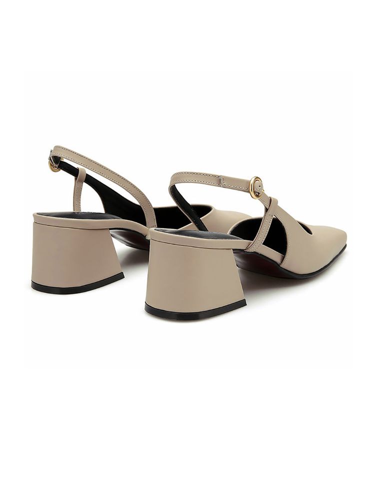 Editor's NotesUnderstated slingbacks feature square toe and block heels- Slim square toe slingbacks- Adjustable back strap- Elasticated back strap- Sculptural block heels- Logo carved at the liningMeasuremets(in.)- Size: KR220(US5) - KR250(US8) - Heel height: 2in.(5cm)- Fits true to the sizeComposition & Care- Upper: Cowhide- Lining: Synthetic- Do not wash- Partial clean with leather cleanerDesigner- Made in Korea- by Amellie Chic Beige Slingback Pumps With Block Heel, Summer Office Slingback Pumps With Stacked Heel, Office Summer Slingback Pumps With Stacked Heel, Office Slingback Pumps With Block Heel And Buckle Closure, Spring Slingback Pumps With Stacked Heel And Square Toe, Beige Slingback Pumps With Padded Block Heel, Beige Block Heels With Sculpted Heel For Evening, Office Slingback Sandals With Block Heel, Beige Slingback Pumps With Buckle Closure And Block Heel