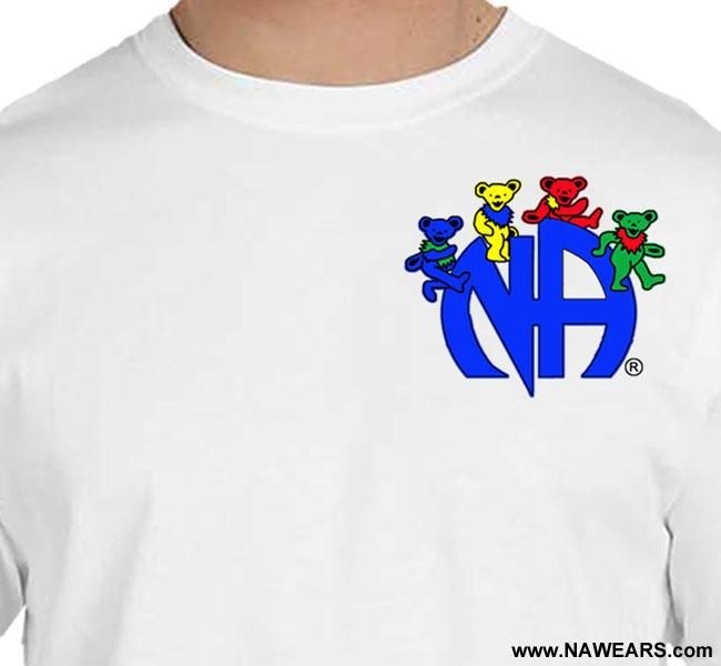 Narcotics Anonymous - - Grateful Teddy Small Img - T's Casual White T-shirt With Bear Design, White Bear Design Short Sleeve Tops, Bear Design Crew Neck Tops For Streetwear, White Short Sleeve Top With Bear Design, Short Sleeve Graphic Tee With Bear Design, Casual Bear Design Crew Neck Top, Casual Short Sleeve Tops With Bear Design, Graphic Tee With Bear Design And Crew Neck, Step Ideas