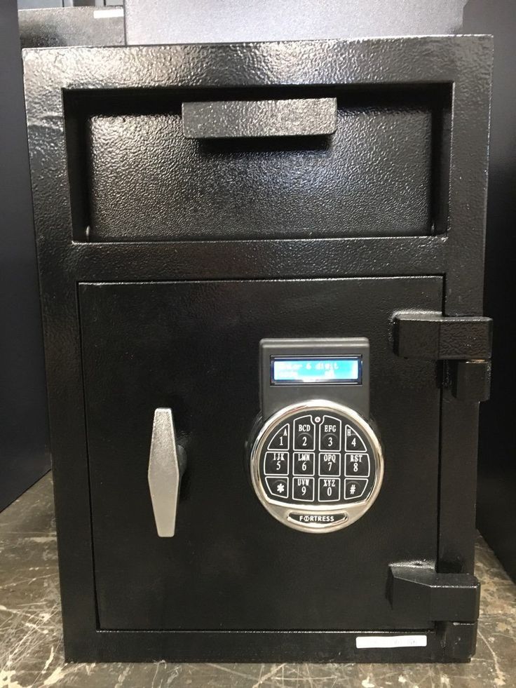 an electronic safe is shown on the counter