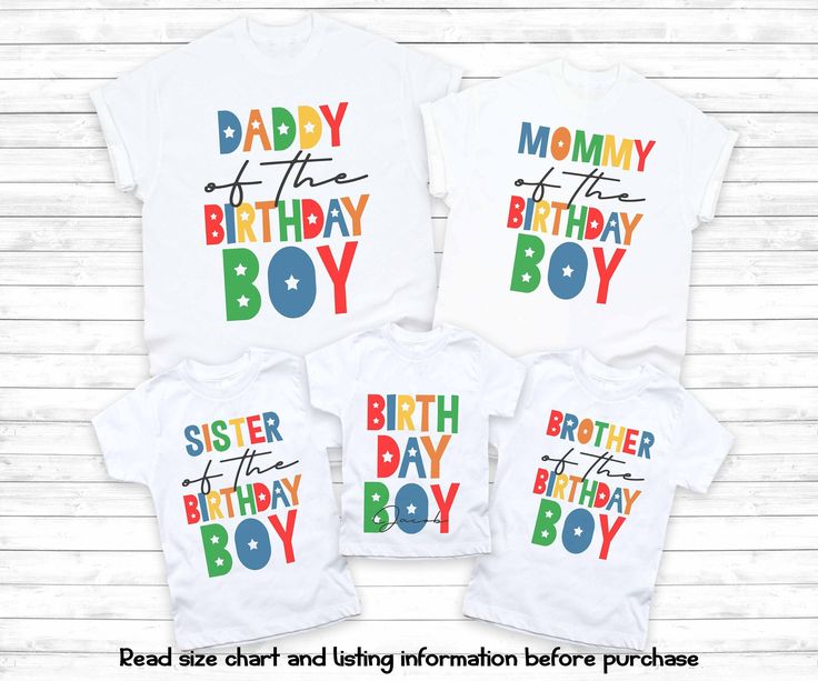 "Family matching birthday boy shirts, birthday shirts for family , birthday boy shirts, mom and dad shirts, sister and brother shirts 7-78 This listing is for a birthday shirt or family member birthday shirt. Please read all the information before placing an order. How to order (A single or multiple shirts) 1- Select size from the 1st drop down menu. 2- From the second drop down menu select who the shirt is for: \"mommy\", \"daddy\", \"birthday boy\" etc. 3. If purchasing a birthday boy shirt ty Birthday Matching T-shirt With Custom Print, Birthday Matching T-shirts With Custom Print, Custom Print Matching T-shirt For Birthday, Family Matching Shirt With Name Print For First Birthday, Personalized Matching Tops For Birthday, Blue Family Matching Shirt For Birthday, Family Matching Blue Shirt For Birthday, Matching Birthday T-shirt With Name Print, Matching T-shirt With Name Print For Birthday