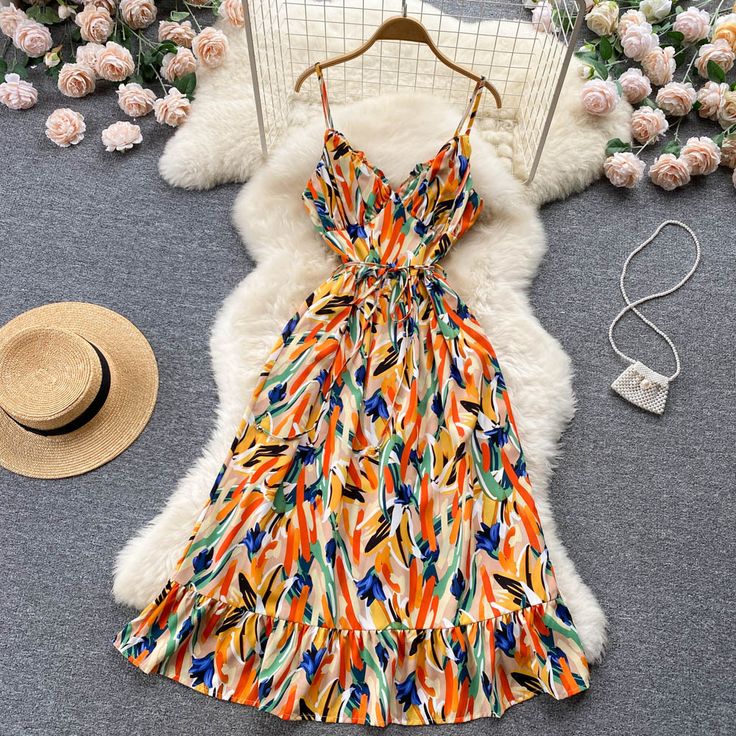 Floral printed v neck dressFabric: BlendedColor: orange,greenSize: (unit cm)S Bust 84 Waist 64 Hips 116 Skirt Length 105M Bust 88 Waist 68 Hips 120 Skirt Length 106L Bust 92 Waist 72 Hips 124 Skirt Length 107&ltp&gtXL Bust 96 Waist 76 Hips 128 Skirt Length 108</p>&ltbr/>&ltp&gtPlease check the size carefully when you placing the order</p>&ltbr/>&ltp&gtFor more pictures please contact us!</p>&ltbr/> Casual Multicolor Print V-neck Dress, Casual Green V-neck Dress With Floral Print, Summer Printed Maxi V-neck Dress, Colorful Floral Print V-neck Dress, Multicolor Floral Print V-neck Dress For The Beach, Green Floral Print V-neck Dress For Summer, Multicolor Print V-neck Midi Dress For Vacation, Multicolor Maxi V-neck Dress For Vacation, Multicolor Print V-neck Summer Dress