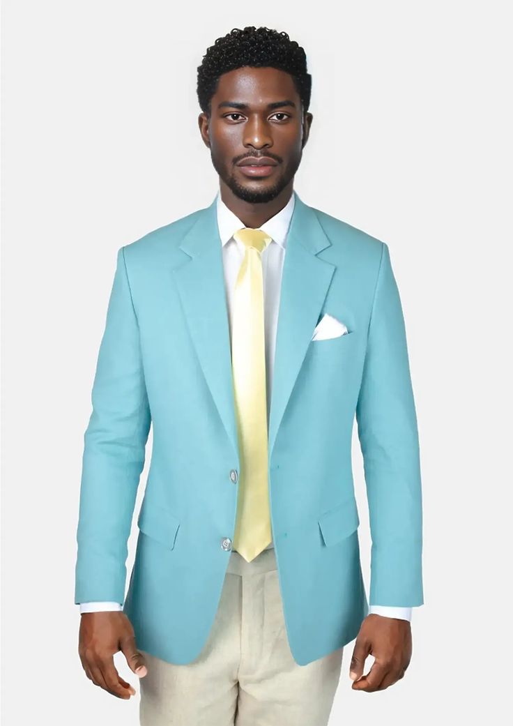 The vibrant linen cotton blend of the Astor Capri Blue Linen blazer will have you embracing the summer heat in comfort and confidence. Custom made and a guaranteed way to upgrading your wardrobe with a stylish, statement piece. Light Blue Notch Lapel Blazer For Business Casual, Blue Linen Blazer For Workwear, Light Blue Blazer For Business Casual In Spring, Light Blue Blazer For Business Casual Spring, Blue Linen Sport Coat For Work, Blue Linen Blazer For Semi-formal Occasions, Light Blue Single Breasted Blazer For Business Casual, Light Blue Single-breasted Blazer For Business Casual, Blue Linen Sport Coat With Welt Pockets