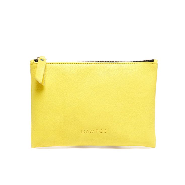 Small Leather Clutch - Campos Bags Minimalist Travel Clutch, Minimalist Rectangular On-the-go Pouch, Minimalist Travel Clutch Pouch, Chic Portable Pouch For Everyday Use, Minimalist Travel Wallet With Zipper Pouch, Portable Yellow Phone Bag For Everyday Use, Modern Everyday Mobile Phone Pouch, Yellow Pouch Phone Bag For Everyday Use, On-the-go Soft Leather Pouch Phone Bag