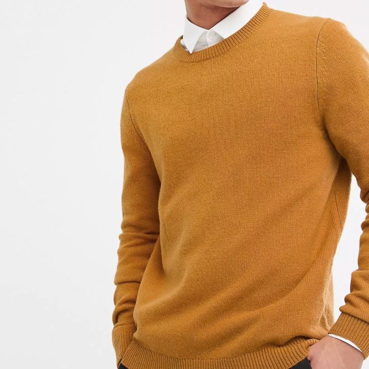 Lambswool-Rich Knit Soft-Touch Style Body: 65% Lambs Wool, 35% Nylon. Pit To Pit: 20” Length: 26” New Without Tag, Never Worn. Yellow Long Sleeve Sweater With Ribbed Cuffs, Yellow Wool Sweater For Fall, Yellow Sweater With Ribbed Cuffs Crew Neck, Yellow Crew Neck Sweater With Ribbed Cuffs, Yellow Winter Sweater For Workwear, Yellow Winter Sweater For Work, Casual Yellow Wool Sweater, Wool Crew Neck Outerwear, Yellow Wool Winter Sweater