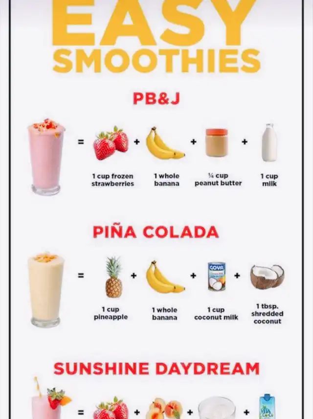 an easy smoothie recipe is shown in this poster