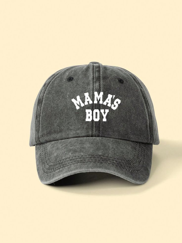 1pc Printing MAMA"S BOY Washed Baseball Cap For Children, Adjustable Outdoor Sunscreen Leisure Cap Suit Boys And Girls, Spring And Autumn Travel, Y2K Beach Vacation, Sun Protection Black Casual   Polyester  Baseball Cap   Kids Accessories, size features are:Bust: ,Length: ,Sleeve Length: Hip Hop Dad Hat With Letter Print, Cotton Trucker Hat With Letter Print Visor, Snapback Visor Hat With Letter Print, Letter Print Snapback Visor Hat One Size, Hip Hop Snapback Hat With Letter Print Visor, Trendy Snapback Hat With Letter Print For Outdoor, Trendy Letter Print Snapback Hat For Outdoor, Trendy Outdoor Snapback Hat With Letter Print, Hip Hop Snapback Hat With Letter Print