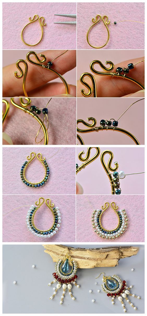 how to make beaded earrings with wire and beads - step by step instructions for beginners