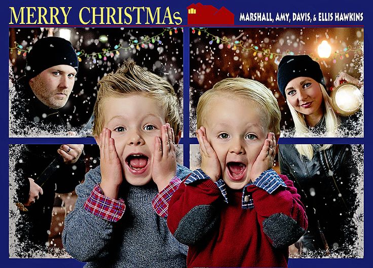 two young boys are making faces in front of a christmas card with the words merry christmas