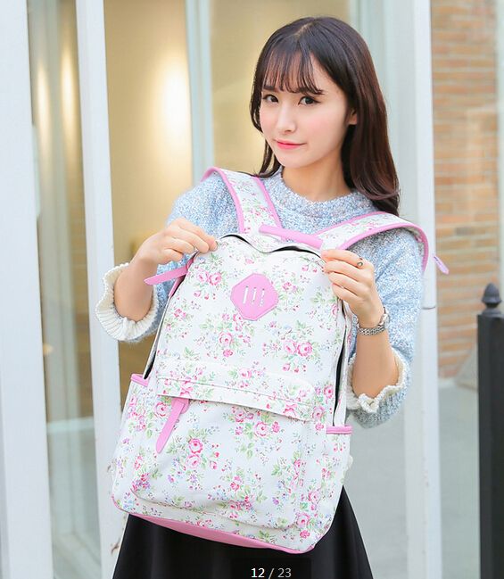 Canvas Student Bag, Trendy Cotton Bags For Students, Cute Canvas Bag For Back To School, White School Backpack For Spring, Spring Casual Student Backpack, Casual Student Backpack For Spring, Casual Cotton Student Backpack, Pink Backpack For Students In Spring, Pink Student Backpack For Spring