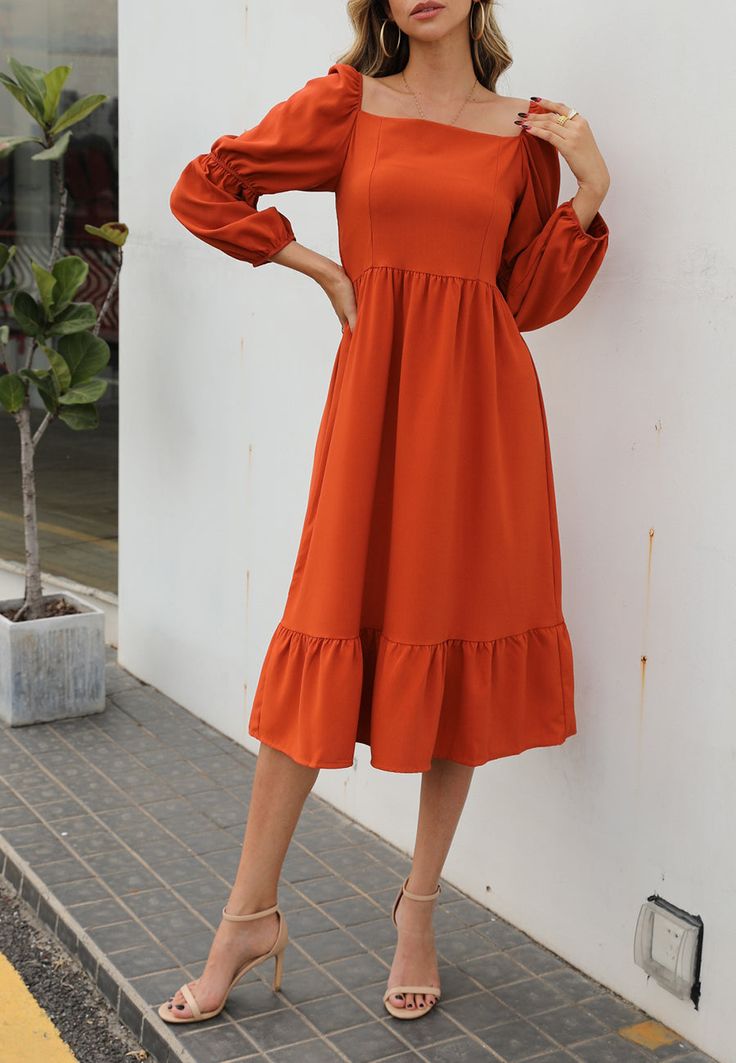 The EMES SHOP dress is detailed with gorgeous double puff sleeves. Features a square neck line. solid color. long sleeves. ruffle hem. A-line silhouette. and knee length. Pair it with stilettos and a bag for a classy look.MATERIAL:100%Soft Poly MEASUREMENTS:Dress Length is 39"-41"in Small | Bust: 35"-37"in & Waist: 26"-28"in Medium | Bust: 37"-39"in & Waist: 28"-30"in Large | Bust: 39"-41"in & Waist: 30"-32"in X Large | Bust: 41"-43"in & Waist: 32"-34"in MEASUREMENTS:Dress Length is 99"-104"in S Fall Dresses With Lantern Sleeves In Solid Color, Solid Puff Sleeve Dress With Ruffles For Brunch, Fall Solid Color Lantern Sleeve Dresses, Fall Lantern Sleeve Dresses In Solid Color, Puff Sleeve Dress With Ruffles For Brunch, Solid Color Lantern Sleeve Dresses For Fall, Solid Color Lantern Sleeve Fall Dresses, Solid Lantern Sleeve Dresses For Fall, Fall Dresses With Lantern Sleeves