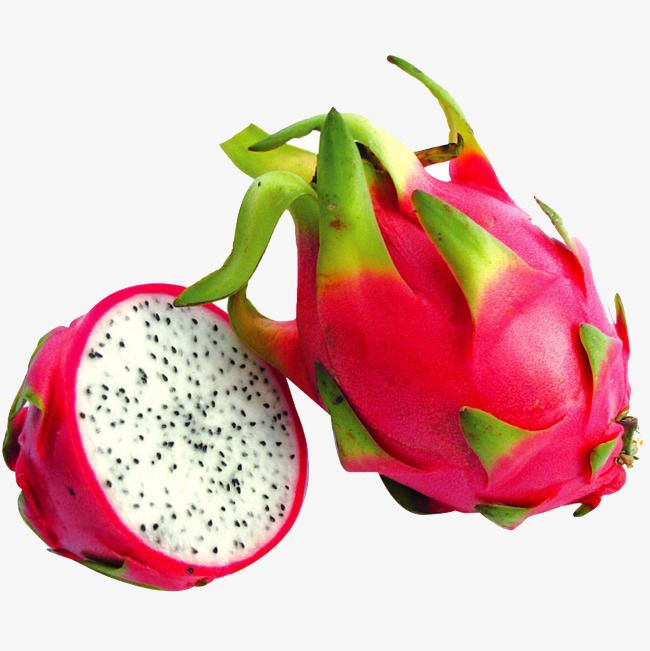 the dragon fruit is cut in half and ready to be eaten