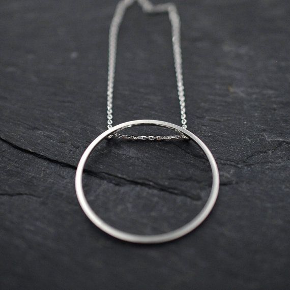 Singular rolling Oh silver necklace by Minicyn on Etsy Everyday Circle Necklace With Chain, Minimalist Full Circle Necklace With Delicate Chain, Simple Round Everyday Necklace, Simple Everyday Round Necklace, Circle Sterling Silver Necklace In White Gold, White Gold Sterling Silver Circle Necklace, Modern Circular Jewelry With Delicate Chain, Modern Everyday Necklace With Open Circle, Minimalist Chain Necklace With Large Pendant