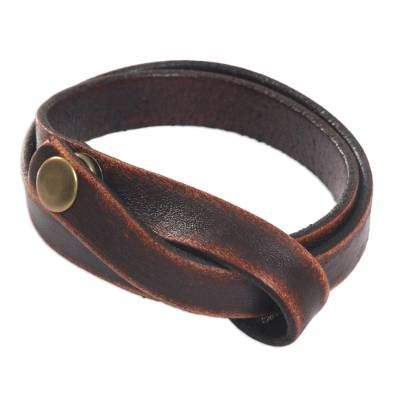 Modern Leather Wrap Bracelet - Daring in Brown | NOVICA Trendy Bracelets, Leather Wristbands, Thin Bracelet, Wristband Bracelet, Leather Cuffs Bracelet, Leather Wrap Bracelet, Distressed Leather, Jewelry Packaging, Leather Wraps