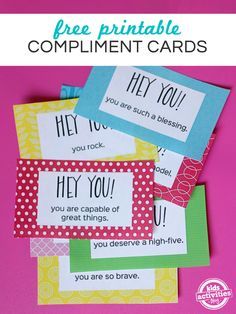 free printable compliment cards for kids to use