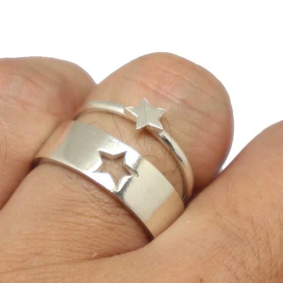 Star Wedding and Engagement Ring.You will get a set of 2 rings or 1 ring of your choice. Please write your size at the personalize section.Base Material: 925 Sterling Silver Men Ring Depth: 7mm Women Ring Depth: 5mmMetal Stamped: 925Thickness: 1.5mmRing Size: We can make from US 4 - 14. We accept half-size. Please state after order.**************************************SPECIAL ANNOUNCEMENT 1. Please visit https://www.etsy.com/shop/yhtanaff for more designs.2. Subscribe our newsletter to receive Adjustable Celestial Star-shaped Rings, Adjustable Star-shaped Promise Ring, Adjustable Star Shaped Stackable Promise Rings, Adjustable Star Midi Rings For Promise, Adjustable Star Midi Rings For Promises, Adjustable Star Shaped Stackable Rings For Anniversary, Adjustable Stackable Star-shaped Rings For Anniversary, Adjustable Star Shaped Stackable Rings As Gift, Adjustable Star-shaped Stackable Rings As Gift