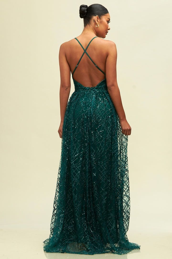 Nina Morena | Glitter and Sequin Top Mesh Gown Mesh Gown, Sequin Gown, Mesh Skirt, Sequin Top, To Shine, Formal Event, Jumpsuit Dress, Jumpsuit Romper, Bodice